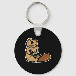 cute happy beaver key ring
