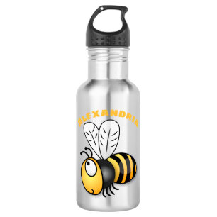 Cute happy bee cartoon illustration 532 ml water bottle