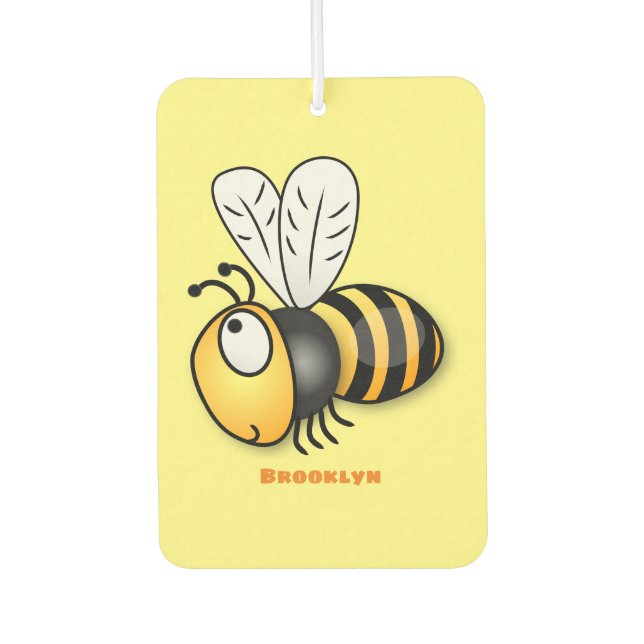 Cute happy bee cartoon illustration  car air freshener (Front)