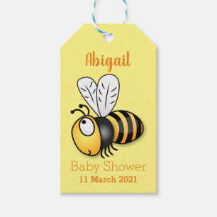 Cute happy bee cartoon illustration gift tags