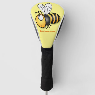 Cute happy bee cartoon illustration golf head cover
