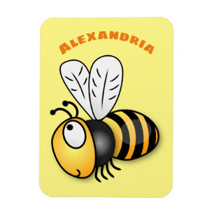Cute happy bee cartoon illustration magnet