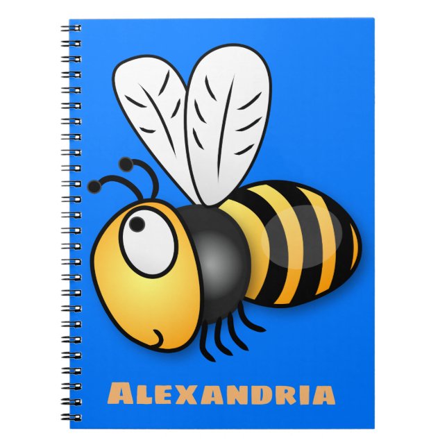 Cute happy bee cartoon illustration notebook (Front)