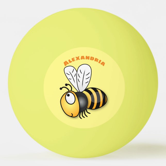 Cute happy bee cartoon illustration ping pong ball (Front)