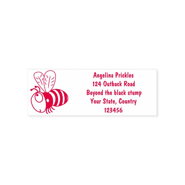 Cute happy bee cartoon illustration self-inking stamp (Design)