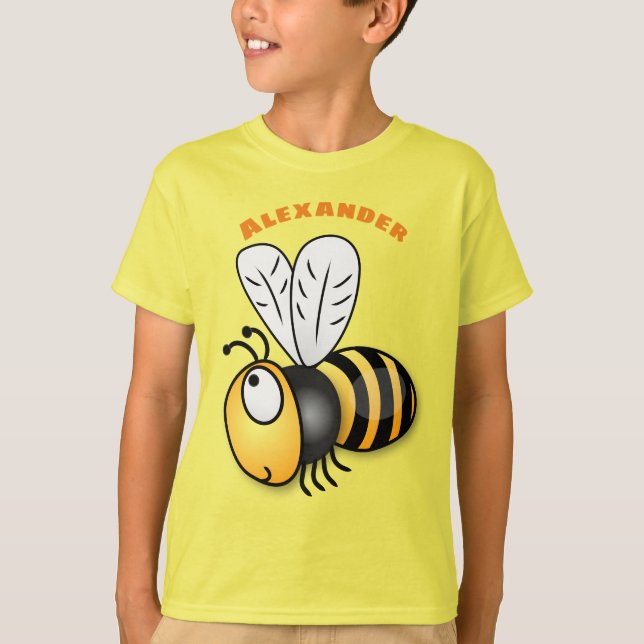 Cute happy bee cartoon illustration T-Shirt (Front)