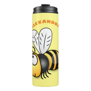 Cute happy bee cartoon illustration thermal tumbler