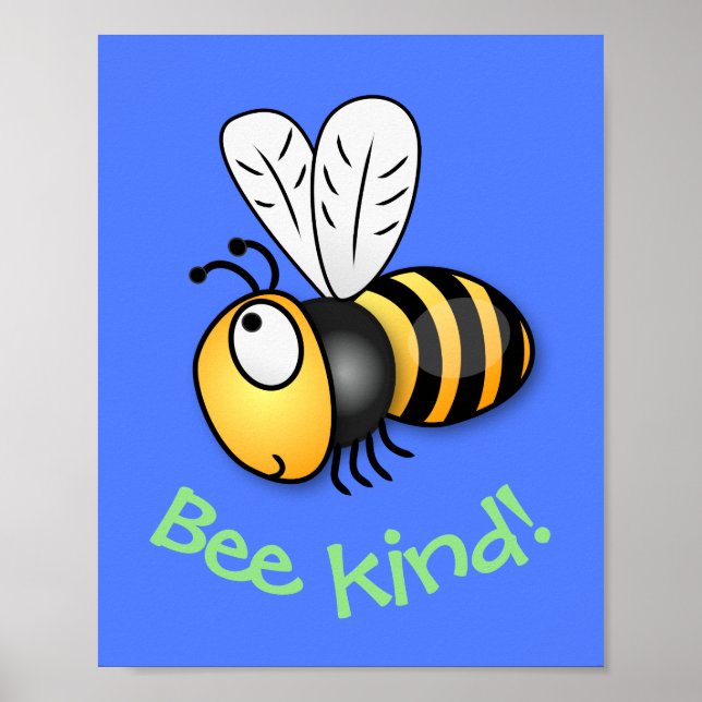 Cute happy bee kind cartoon illustration poster (Front)