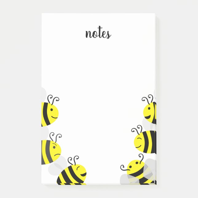 Cute Happy Bees and Cranky Bee Post-It Notes (Front)