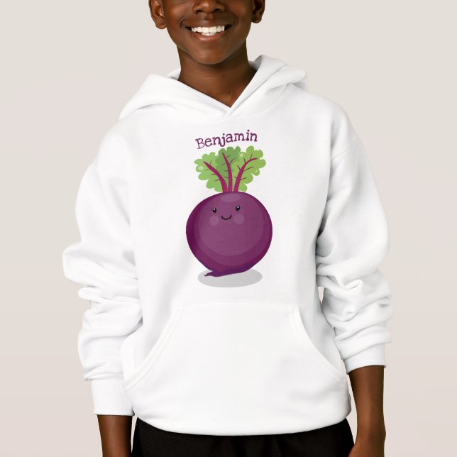 Cute happy beet root kitchen cartoon illustration (Front)
