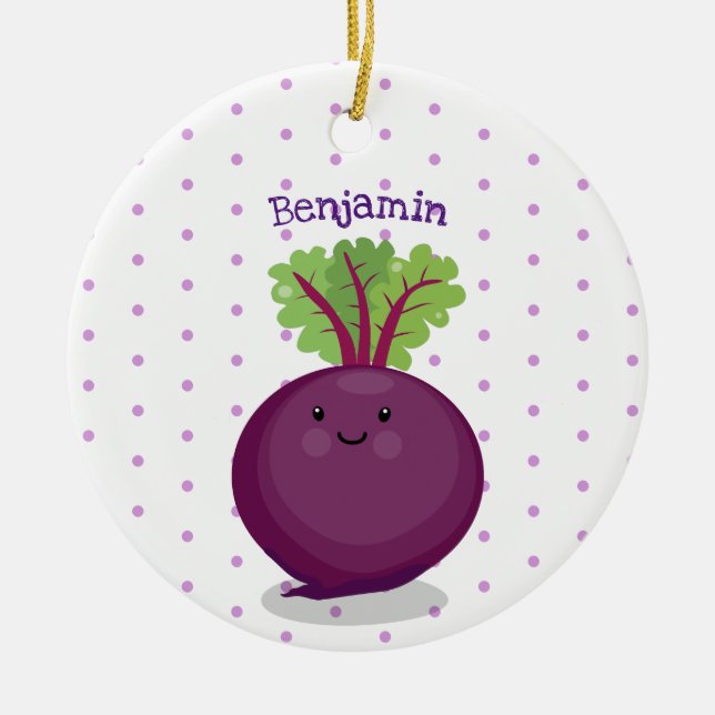 Cute happy beet root kitchen cartoon illustration ceramic tree decoration (Front)