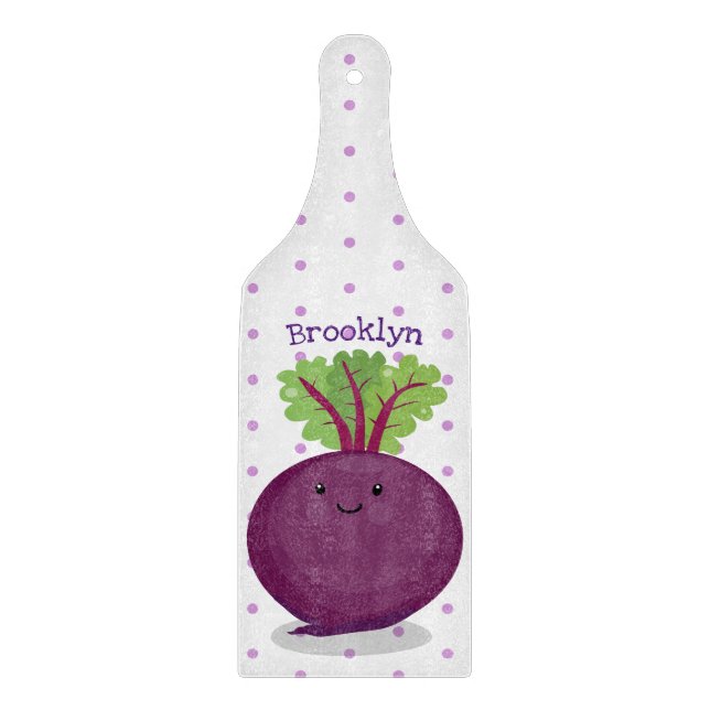 Cute happy beet root kitchen cartoon illustration cutting board (Front)