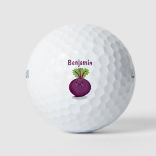 Cute happy beet root kitchen cartoon illustration golf balls