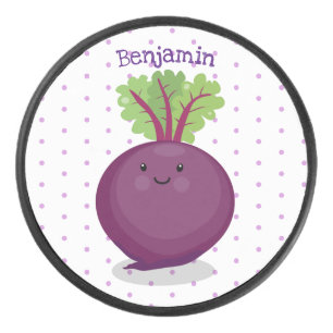 Cute happy beet root kitchen cartoon illustration hockey puck