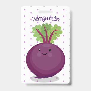 Cute happy beet root kitchen cartoon illustration ID badge