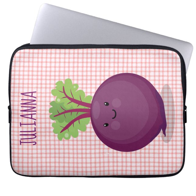 Cute happy beet root kitchen cartoon illustration laptop sleeve (Front)