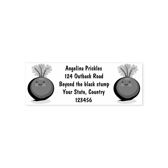 Cute happy beet root kitchen cartoon illustration self-inking stamp (Design)