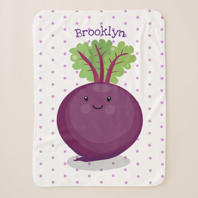 Cute happy beet root kitchen cartoon illustration  sherpa blanket (Front)