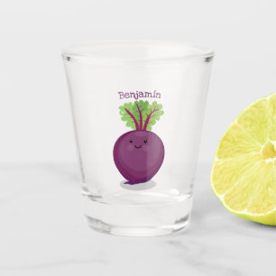 Cute happy beet root kitchen cartoon illustration shot glass
