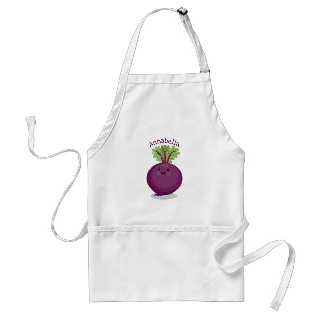 Cute happy beet root kitchen cartoon illustration standard apron (Front)