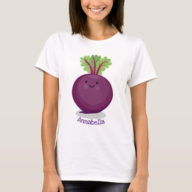 Cute happy beet root kitchen cartoon illustration T-Shirt (Front)