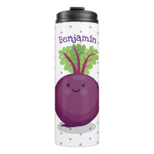 Cute happy beet root kitchen cartoon illustration thermal tumbler