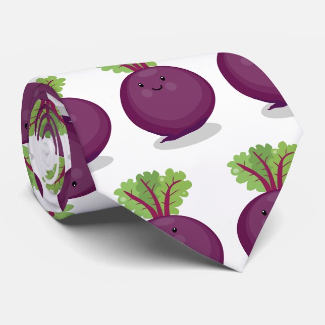 Cute happy beet root kitchen cartoon illustration tie (Rolled)