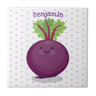 Cute happy beet root kitchen cartoon illustration tile