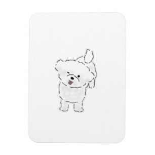 Cute Happy Bichon Frise Puppy Sticking Tongue Out Magnet