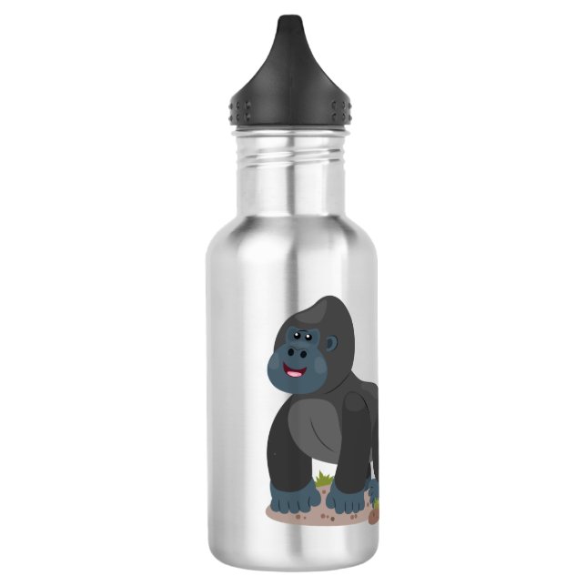 Cute happy big gorilla cartoon illustration 532 ml water bottle (Left)