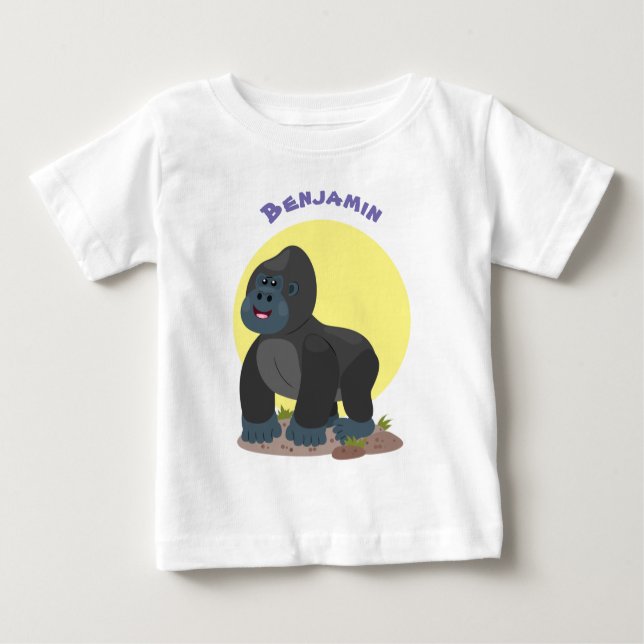 Cute happy big gorilla cartoon illustration baby T-Shirt (Front)