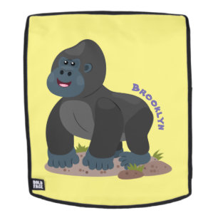 Cute happy big gorilla cartoon illustration backpack
