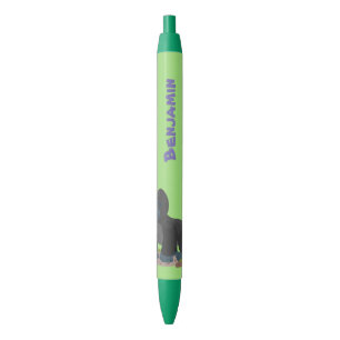 Cute happy big gorilla cartoon illustration black ink pen