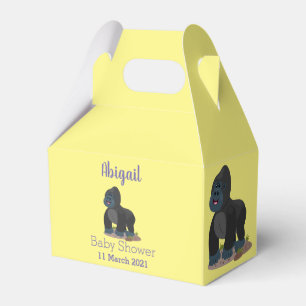 Cute happy big gorilla cartoon illustration favour box