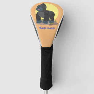 Cute happy big gorilla cartoon illustration golf head cover