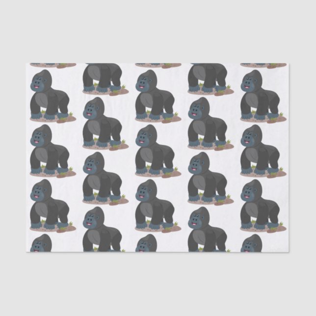Cute happy big gorilla cartoon illustration tissue paper (Front)