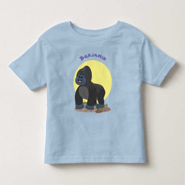 Cute happy big gorilla cartoon illustration toddler T-Shirt (Front)