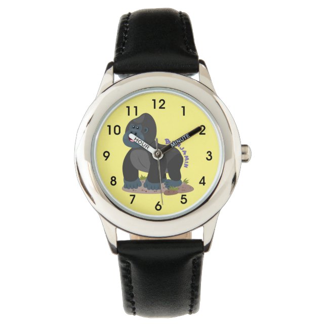 Cute happy big gorilla cartoon illustration watch (Front)