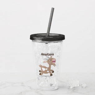 Cute happy billy goat cartoon acrylic tumbler