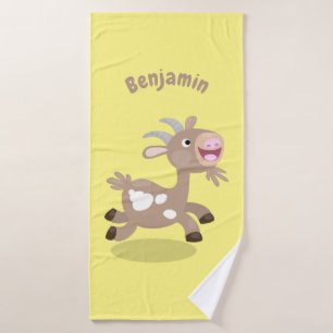 Cute happy billy goat cartoon bath towel set