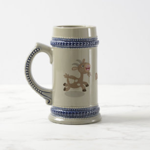 Cute happy billy goat cartoon beer stein