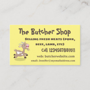 Cute happy billy goat cartoon business card