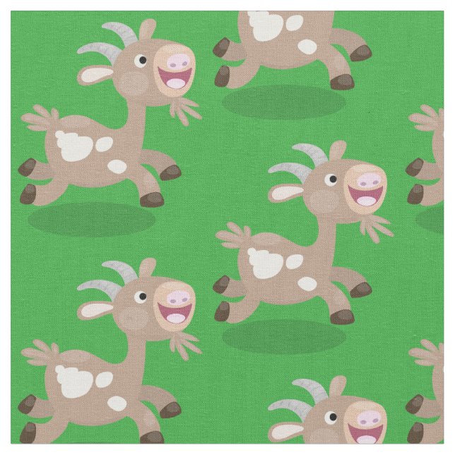 Cute happy billy goat cartoon fabric (Close Up)