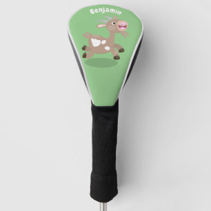 Cute happy billy goat cartoon golf head cover