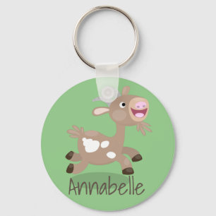 Cute happy billy goat cartoon illustration key ring