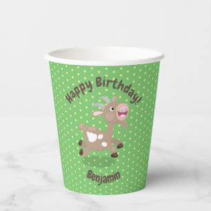Cute happy billy goat cartoon illustration paper cups