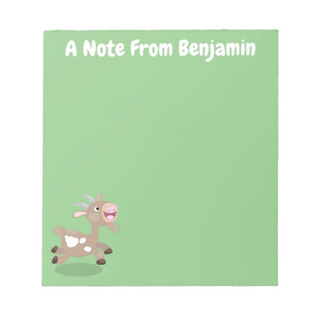 Cute happy billy goat cartoon notepad (Front)
