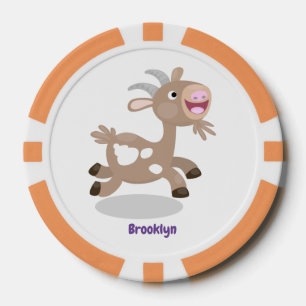 Cute happy billy goat cartoon poker chips