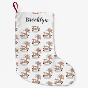 Cute happy billy goat cartoon small christmas stocking