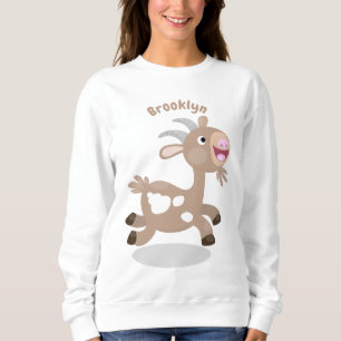 Cute happy billy goat cartoon sweatshirt